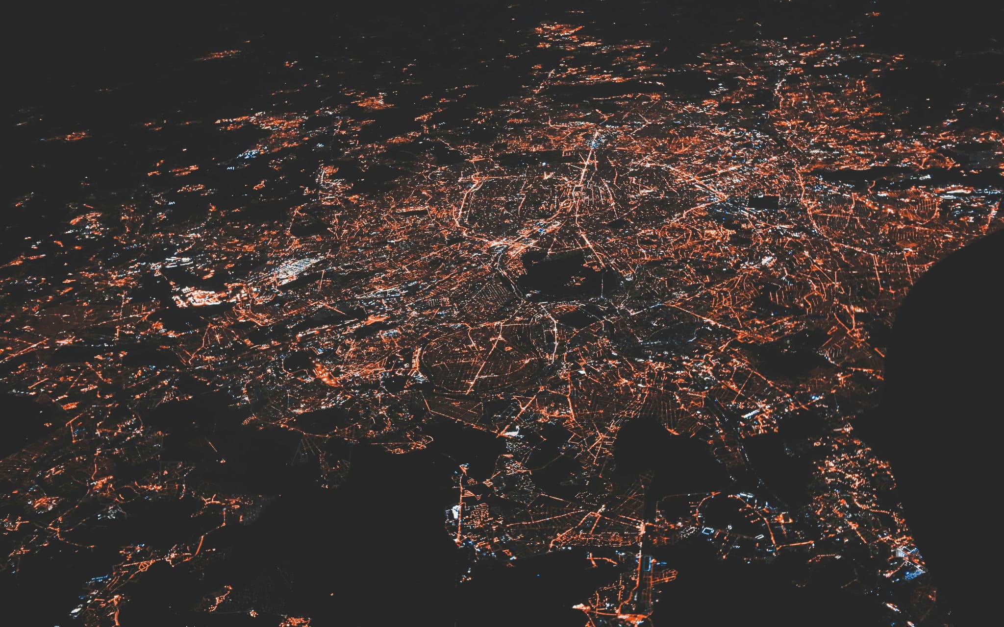 A city lit up at night